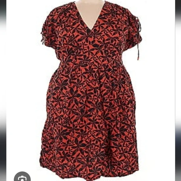 Orange & Black Sundress Casual Floral Garden Party Summer Vacation Cruise Church - Picture 2 of 7